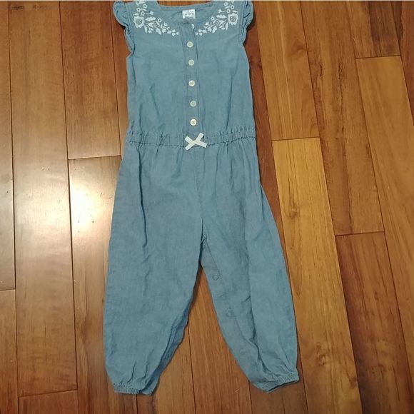Carter's Blue Embroidered Romper Jumpsuit